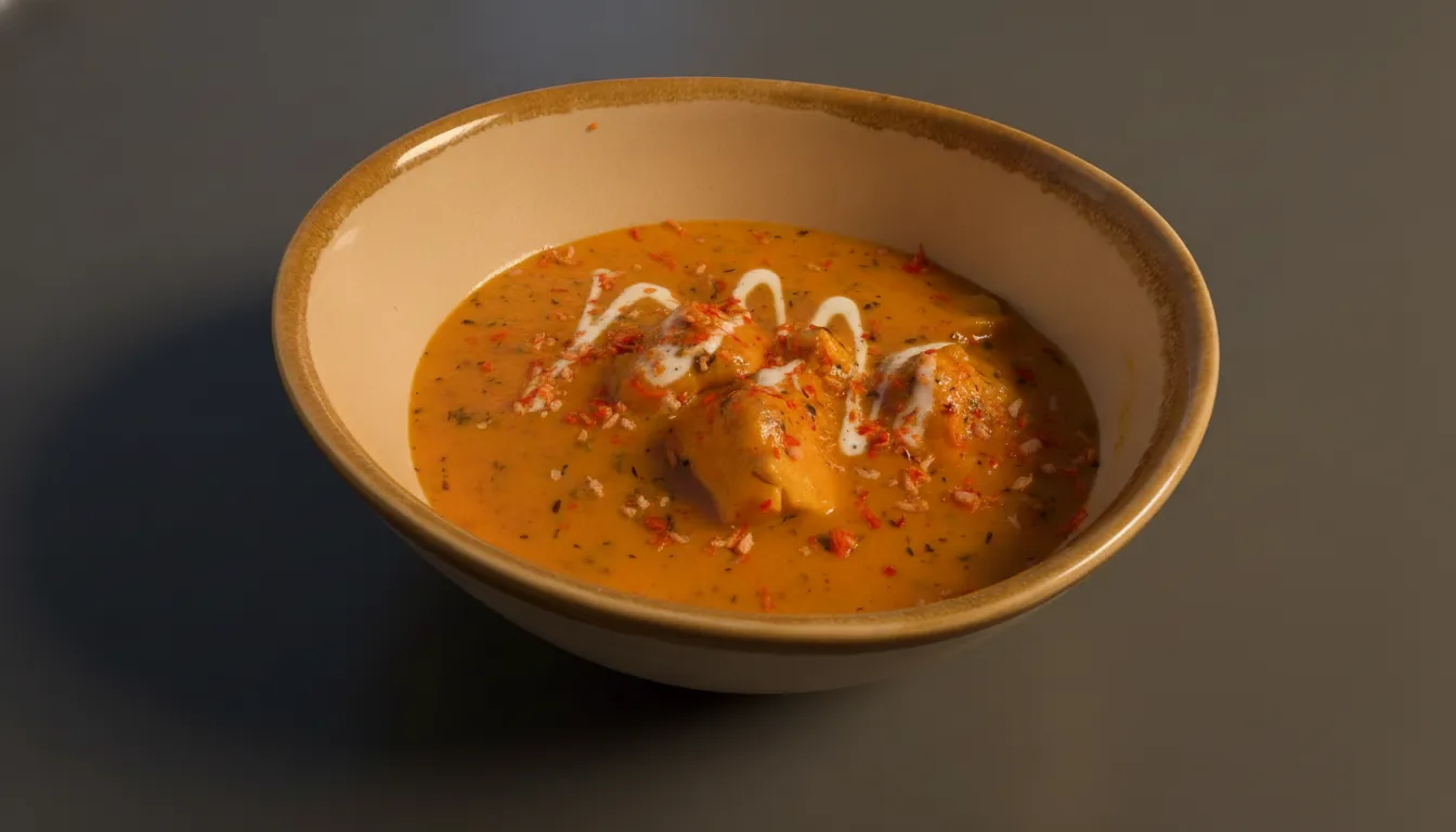 Alternate plating of Kathmandu tikka masala with saffron rice.