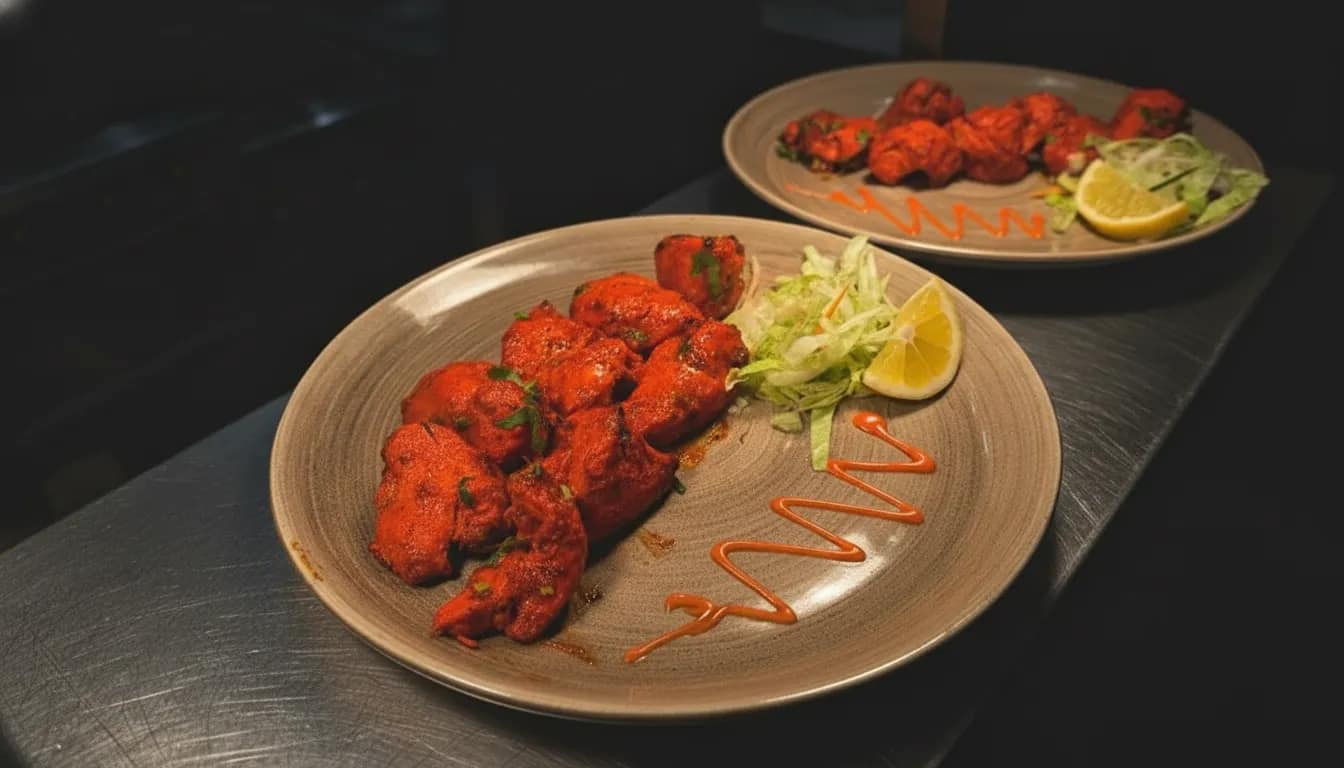 Peri peri chicken quarter glazed with house chilli butter.